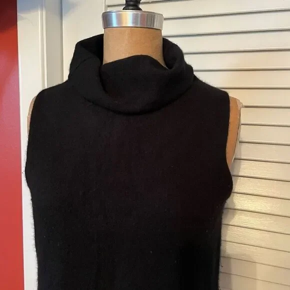 MARGARET O’LEARY | black high neck sleeveless cashmere sweater M - Picture 2 of 12